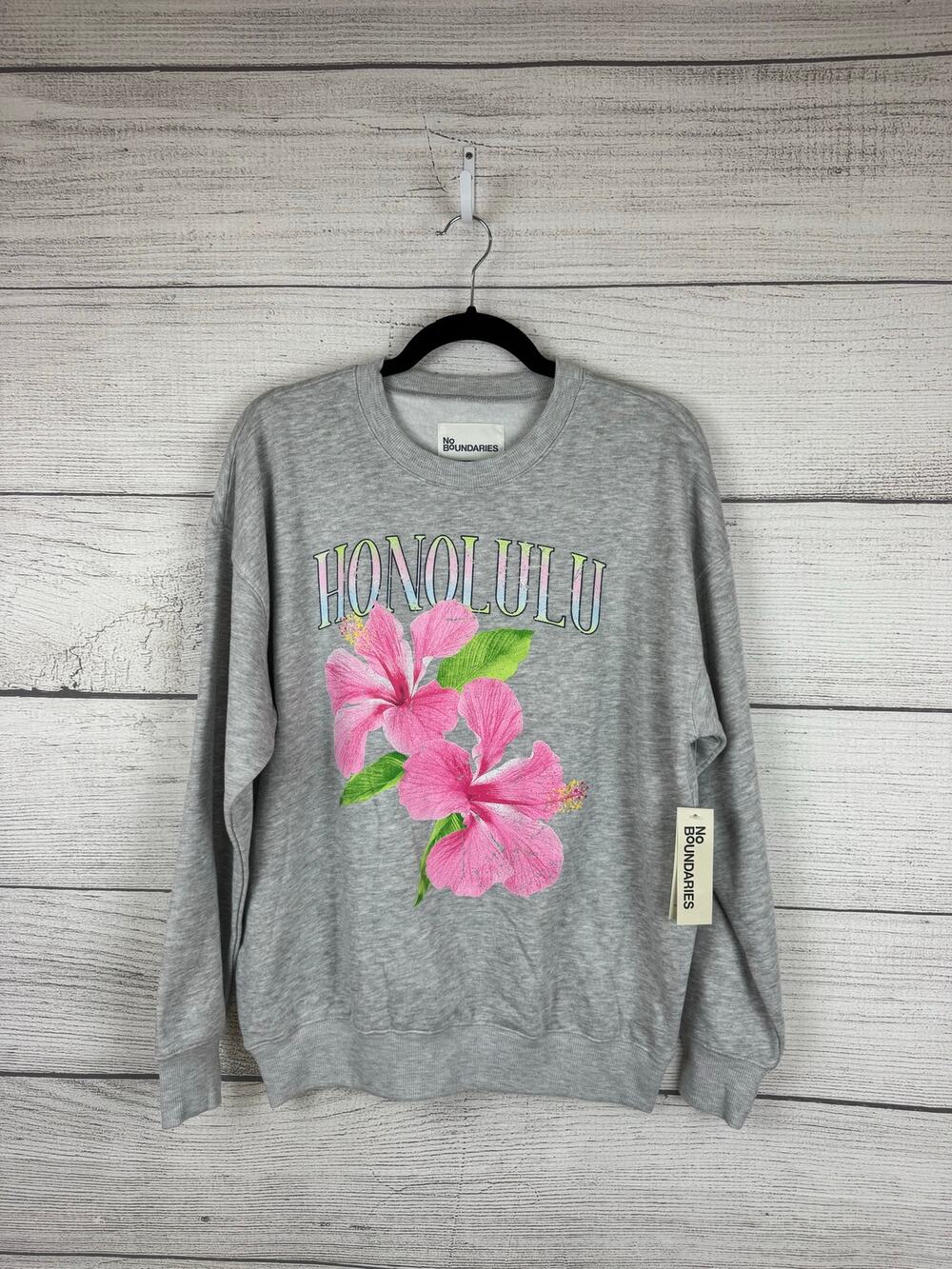 No Boundaries Women's Honolulu Hawaii Summer Graphic Sweatshirt Size Small